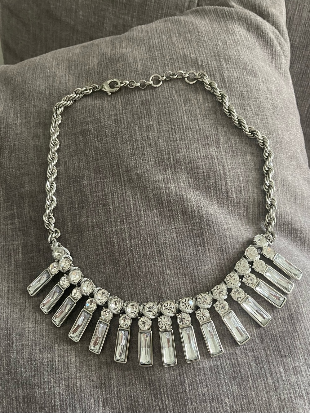 Banana Republic Crystal Statement Necklace Elegant Clear Rhinestone Bib New